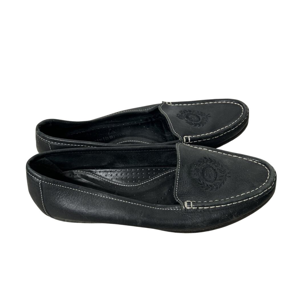 Liz Claiborne Vintage Leather Flats Womens Size 7.5N Preppy Slip On Embroidered